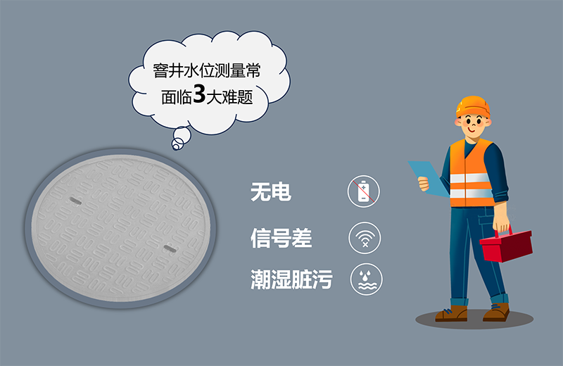 窨井水位測量常 面臨3大難題:無電、信號差、潮濕臟污